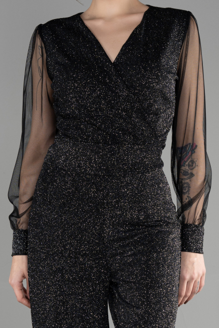 Black-Silver Long Evening Dress ABT012