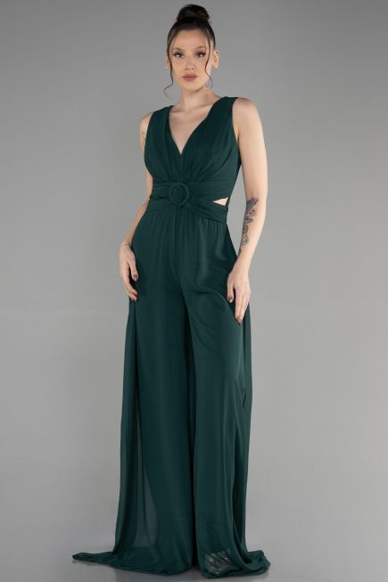 Emerald Green Chiffon Invitation Dress ABT075