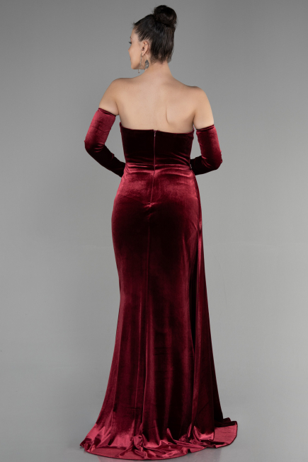 Long Burgundy Velvet Evening Dress ABU3364