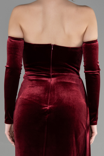 Long Burgundy Velvet Evening Dress ABU3364