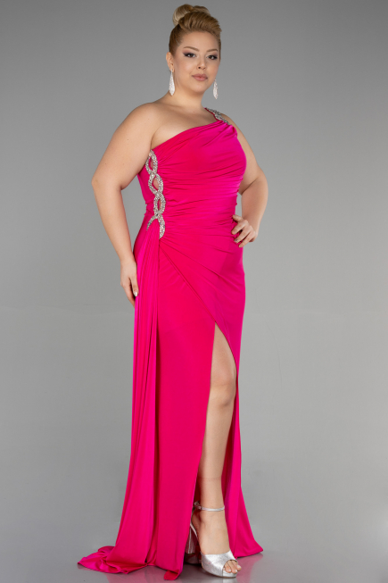 Fuchsia Long Plus Size Evening Dress ABU3132