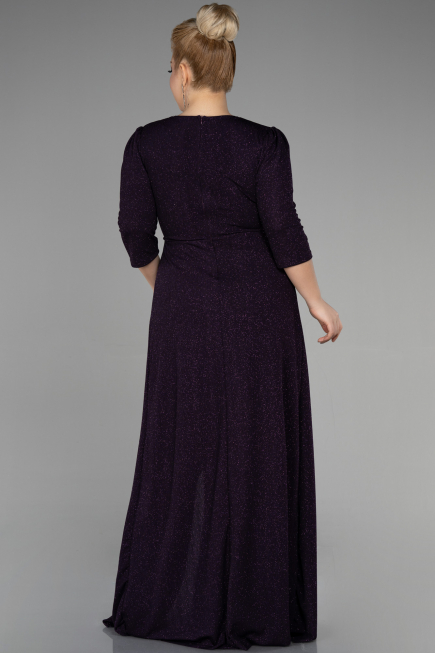 Long Dark Purple Plus Size Evening Dress ABU3504