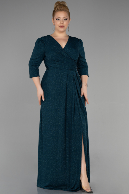 Long Emerald Green Plus Size Evening Dress ABU3504