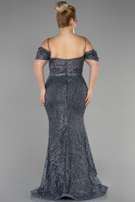 Long Anthracite Plus Size Engagement Dress ABU3530