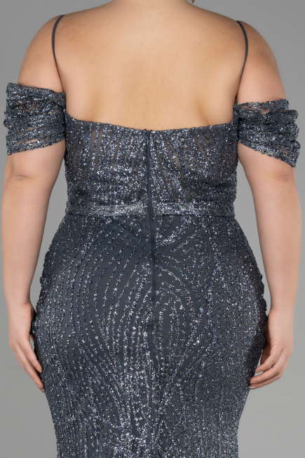 Long Anthracite Plus Size Engagement Dress ABU3530