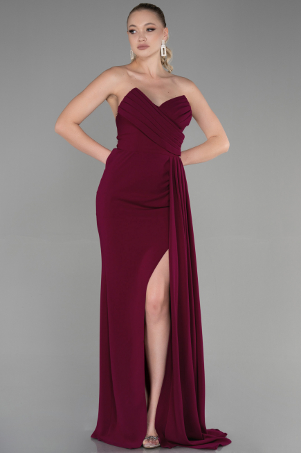 Long Cherry Colored Prom Gown ABU3344