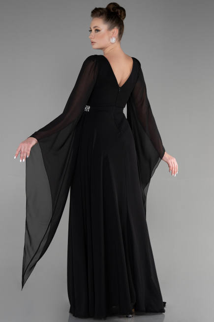 Long Black Chiffon Evening Dress ABU3541