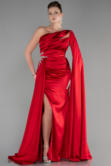 Long Red Satin Evening Dress ABU3545