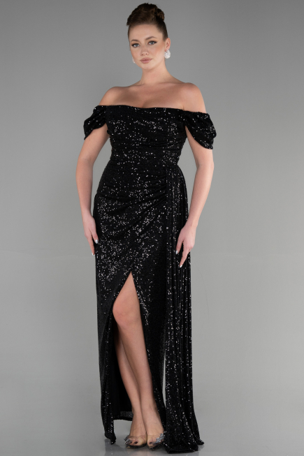 Long Black Scaly Evening Dress ABU2987