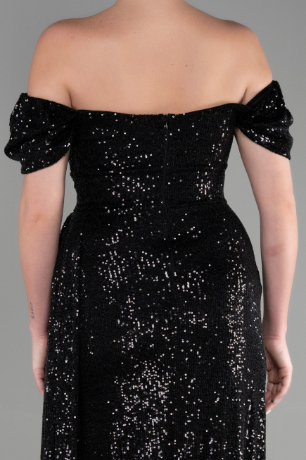 Long Black Scaly Evening Dress ABU2987