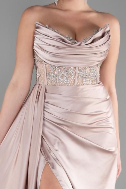 Cappuccino Long Satin Evening Dress ABU3536