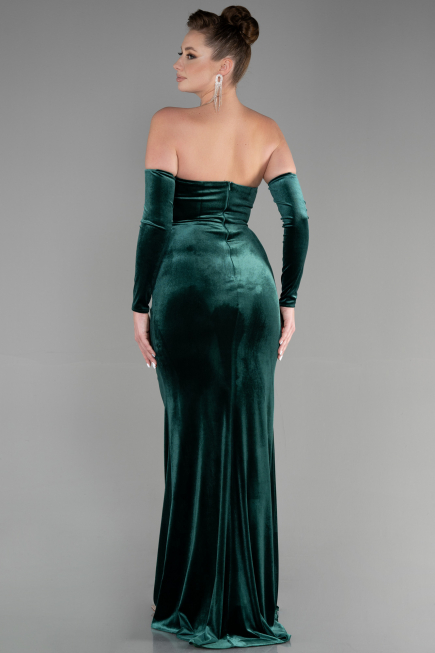 Long Emerald Green Velvet Evening Dress ABU3364