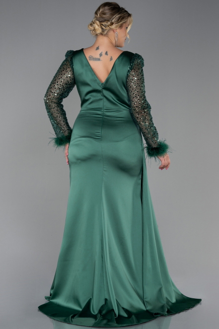 Long Emerald Green Plus Size Evening Dress ABU3237
