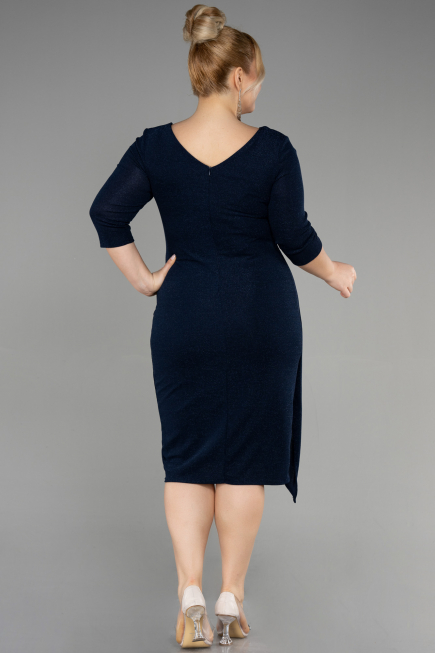 Midi Navy Blue Plus Size Cocktail Dress ABK1950