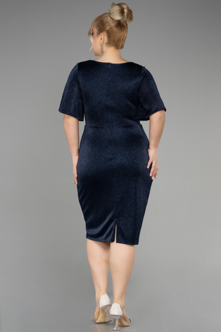 Midi Navy Blue Plus Size Cocktail Dress ABK1942