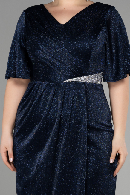 Midi Navy Blue Plus Size Cocktail Dress ABK1942