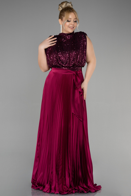 Plum Long Plus Size Evening Dress ABU3341