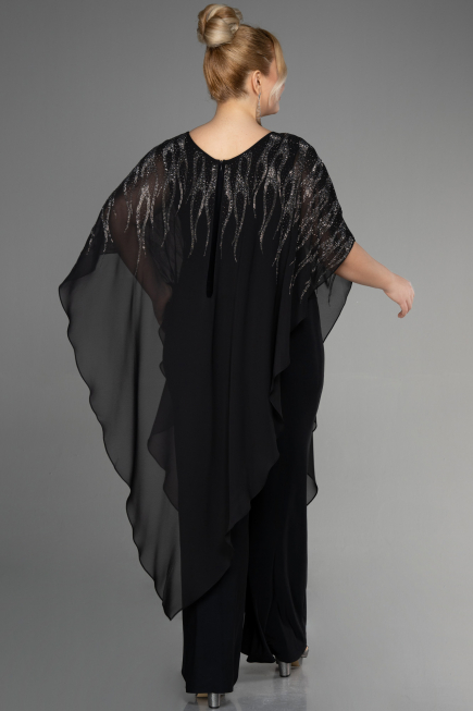 Black Chiffon Plus Size Evening Dress ABT111