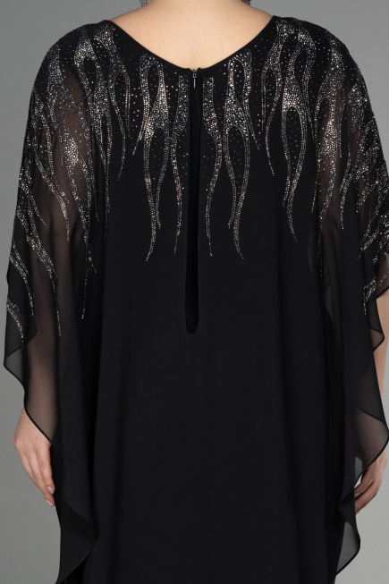 Black Chiffon Plus Size Evening Dress ABT111