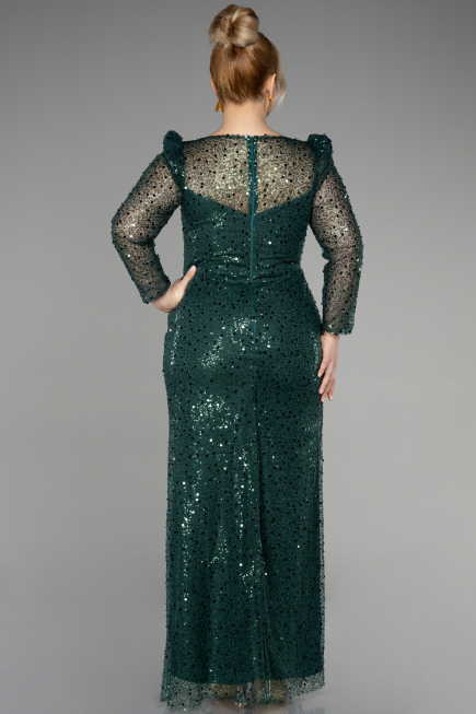 Long Emerald Green Scaly Plus Size Engagement Dress ABU3559