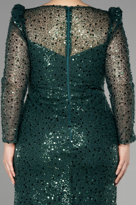 Long Emerald Green Scaly Plus Size Engagement Dress ABU3559