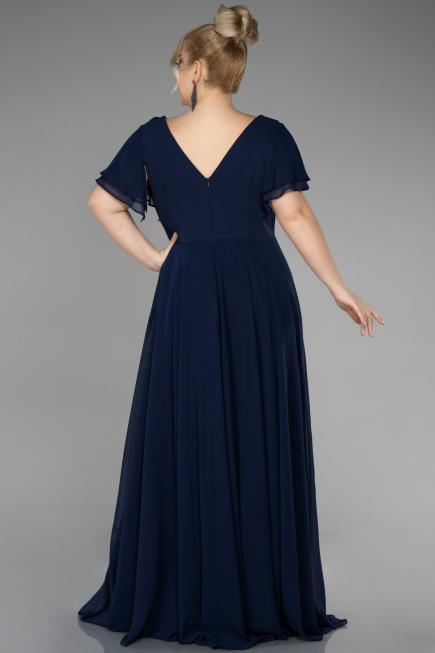 Long Navy Blue Plus Size Evening Dress ABU1562