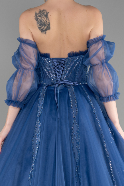 Long Indigo Haute Couture Dress ABU3594