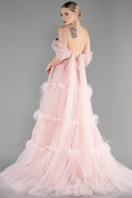 Long Powder Color Special Design Engagement Dress ABU3598