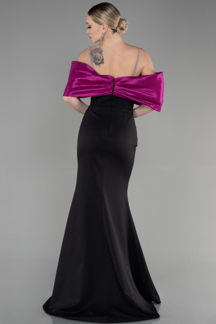 Long Fuchsia-Black Evening Dress ABU3601
