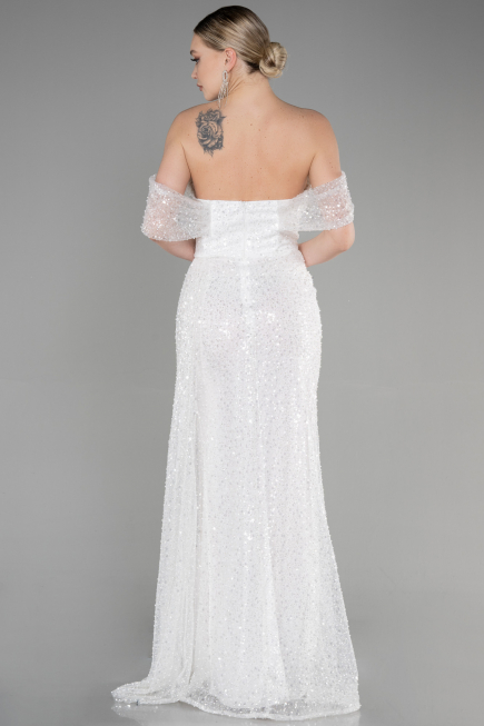 Long White Scaly Evening Dress ABU3577