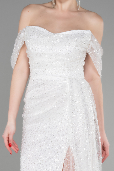 Long White Scaly Evening Dress ABU3577
