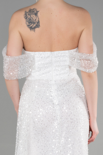 Long White Scaly Evening Dress ABU3577