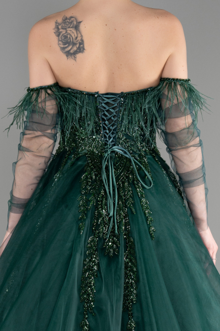 Long Emerald Green Special Design Engagement Dress ABU3593