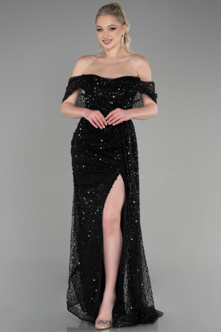 Long Black Scaly Evening Dress ABU3577