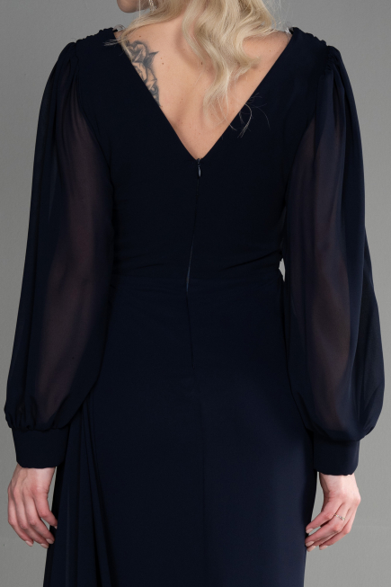 Long Navy Blue Chiffon Evening Dress ABU3627