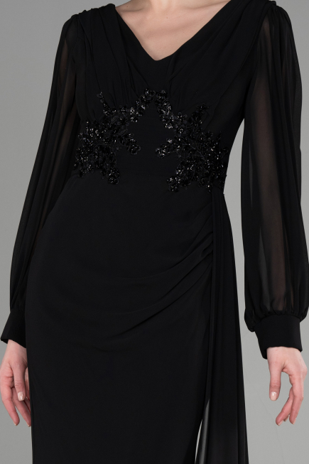 Long Black Chiffon Evening Dress ABU3627
