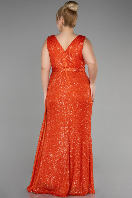 Long Orange Scaly Plus Size Evening Dress ABU3194