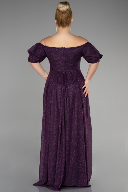 Long Dark Purple Plus Size Evening Dress ABU3615