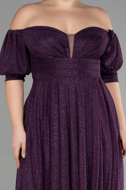 Long Dark Purple Plus Size Evening Dress ABU3615