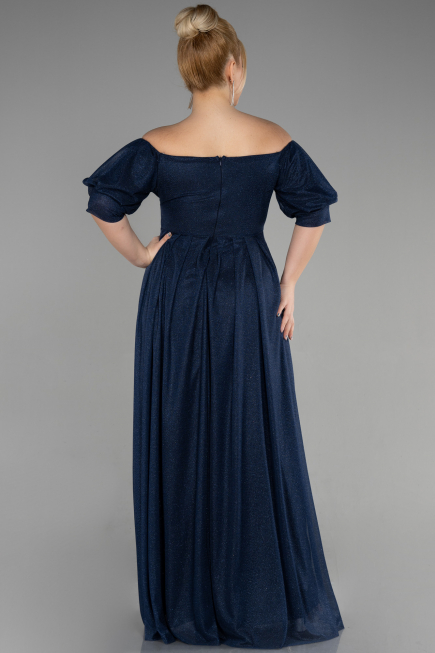 Long Navy Blue Plus Size Evening Dress ABU3615