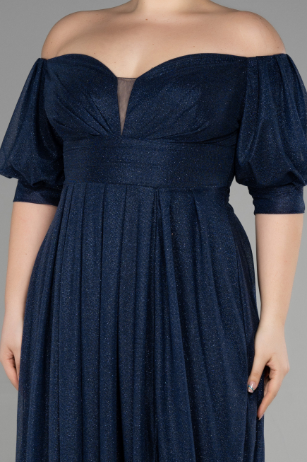 Long Navy Blue Plus Size Evening Dress ABU3615