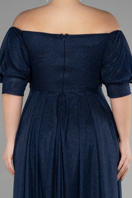 Long Navy Blue Plus Size Evening Dress ABU3615