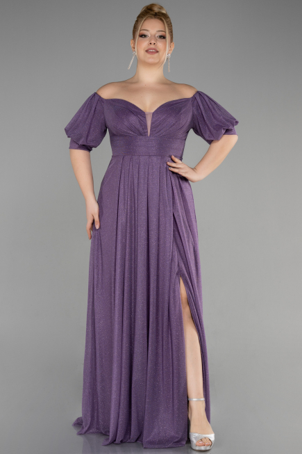 Long Lavender Plus Size Evening Dress ABU3615