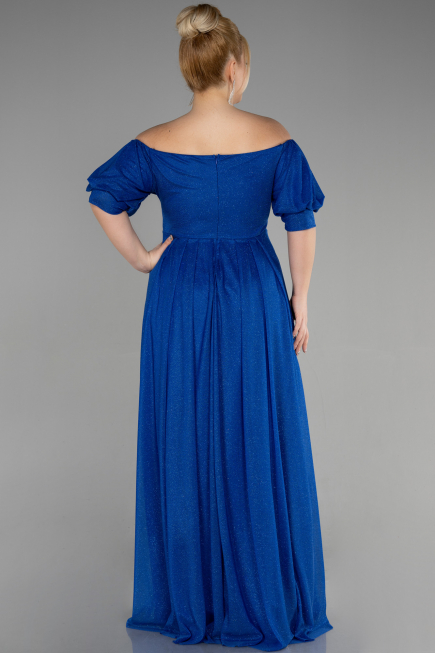 Long Sax Blue Plus Size Evening Dress ABU3615