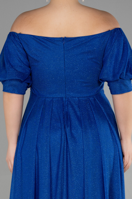 Long Sax Blue Plus Size Evening Dress ABU3615