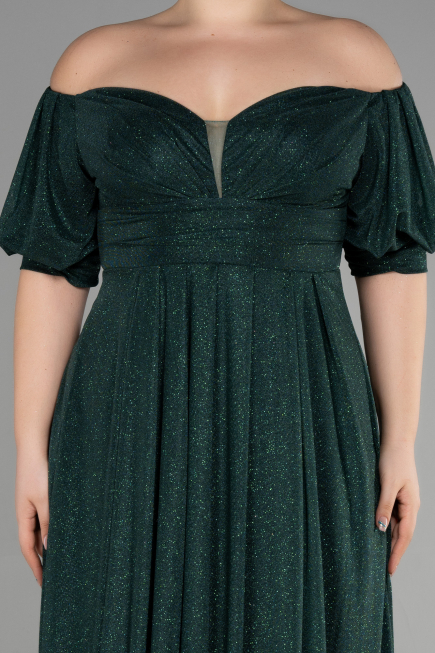 Long Emerald Green Plus Size Evening Dress ABU3615