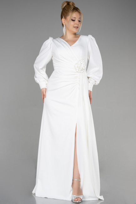 Long White Plus Size Evening Dress ABU3647
