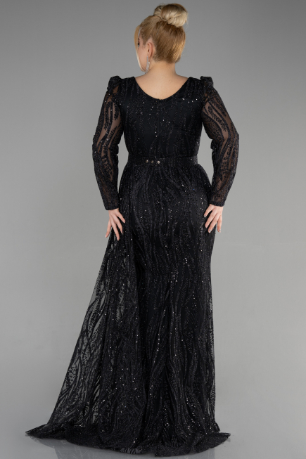 Long Black Plus Size Engagement Dress ABU3562