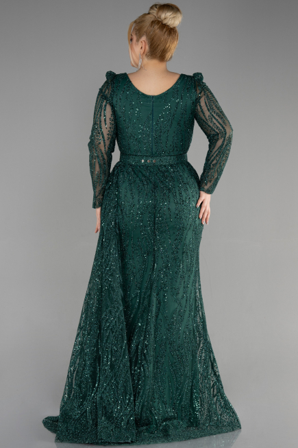 Long Emerald Green Plus Size Engagement Dress ABU3562