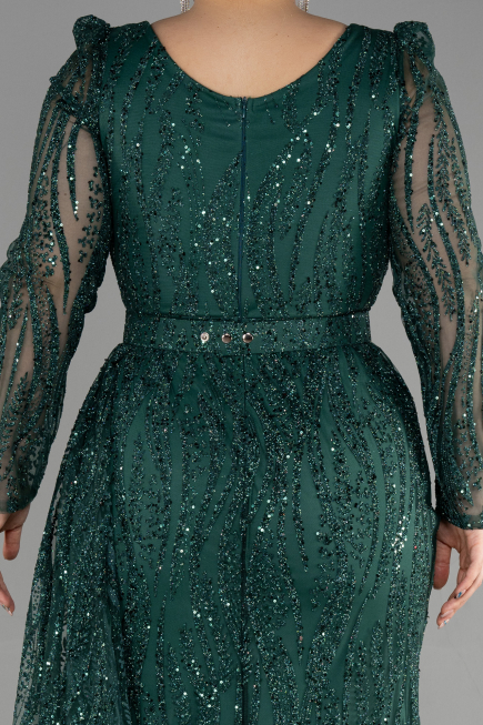 Long Emerald Green Plus Size Engagement Dress ABU3562